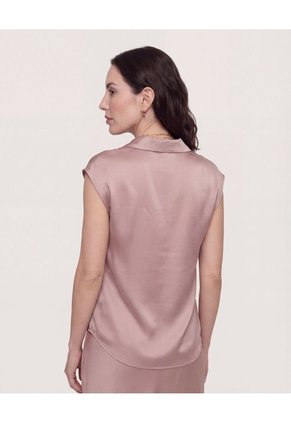 Camisa Satinada Sin Mangas  Para Mujer Café Ostu