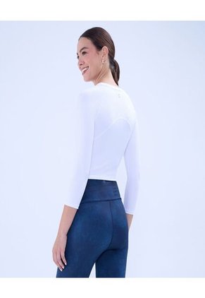 Crop Top Para Mujer Manga 3/4 Color Blanco Marca Ostu #40092290