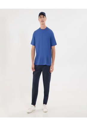 Camiseta Para Hombre Manga Corta Cuello Redondo Color Azul Marca Ostu #60091704