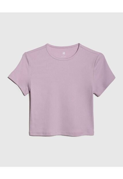 Crop Top Para Mujer Manga Corta Color Lila Jaspe Marca Ostu #40091987