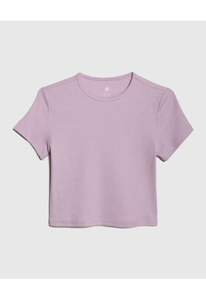 Crop Top Para Mujer Manga Corta Color Lila Jaspe Marca Ostu #40091987