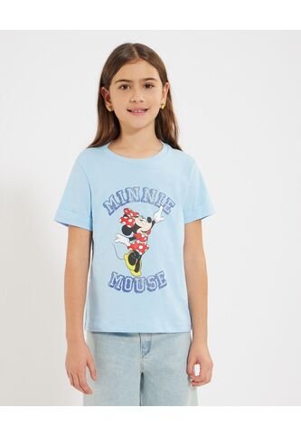 Camiseta Infantil Niña Manga Corta Cuello Redondo Color Celeste Marca Ostu #90090308 Ostu
