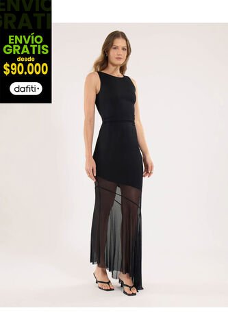 Vestido Para Mujer M/Sisa Largo Color Negro Marca Ostu #40170332 Ostu