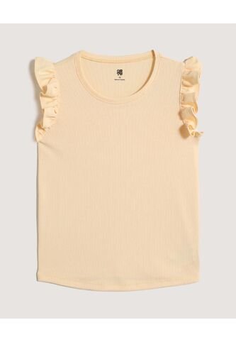 Camiseta Infantil Niña Manga Sisa Cuello Redondo Color Amarillo Marca Ostu #90090336 Ostu