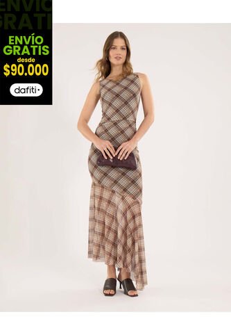 Vestido Para Mujer M/Sisa Largo Color Café Marca Ostu #40170333 Ostu