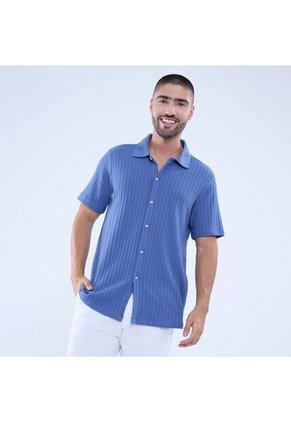 Camisa Para Hombre Manga Corta Sin Bolsillo Color Azul Marca Ostu #60010729