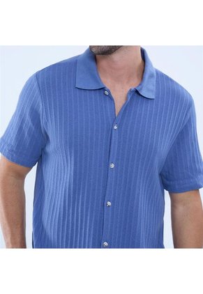 Camisa Para Hombre Manga Corta Sin Bolsillo Color Azul Marca Ostu #60010729