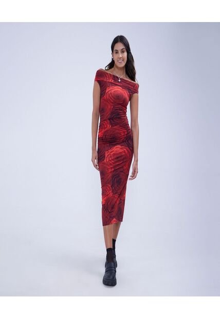 Vestido Para Mujer Manga Corta Color Rojo Marca Ostu #40170289