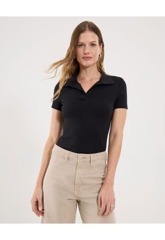 Camiseta Para Mujer Manga Corta Cuello V Color Negro Marca Ostu #40092527 Ostu