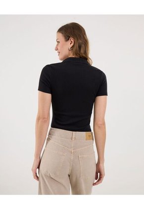 Camiseta Para Mujer Manga Corta Cuello V Color Negro Marca Ostu #40092527