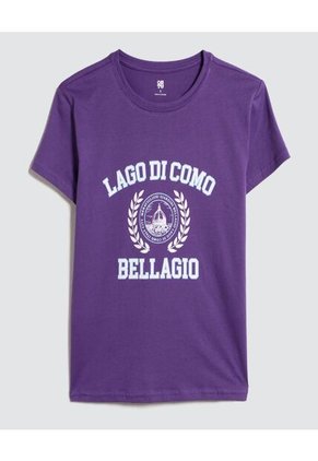 Camiseta Para Mujer Manga Corta Color Morado Marca Ostu #40092018