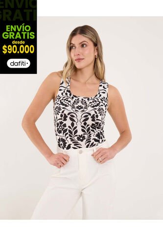 Top Para Mujer Hombro Ancho Color Negro Marca Ostu #40220427 Ostu