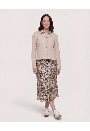 Chaqueta Desestructurada Para Mujer Beige Ostu