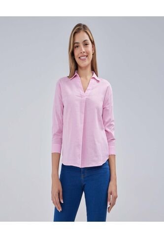 Camisa Para Mujer Manga Larga Color Rosa Marca Ostu #40010218 Ostu