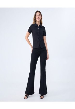 Blusa Para Mujer Manga Corta Color Negro Marca Ostu #40121128