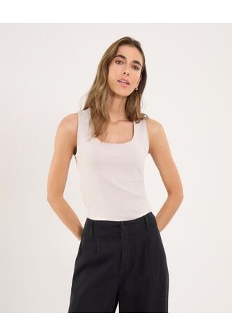 Top Para Mujer Cuello Redondo Color Beige Marca Ostu #40220409 Ostu