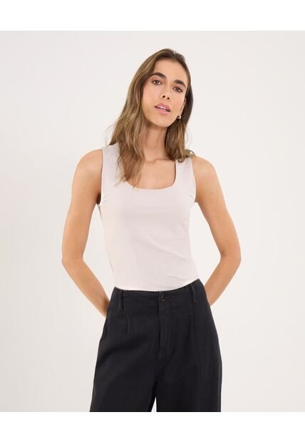 Top Para Mujer Cuello Redondo Color Beige Marca Ostu #40220409