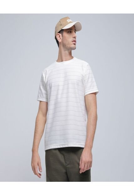 Camiseta Para Hombre Manga Corta Color Crema Marca Ostu #60091337