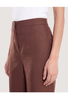 Pantalón Wide Leg Con Pinzas  Para Mujer Café Ostu