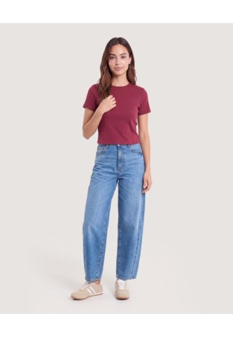 Jean Barrel Denim  Para Mujer Azul Ostu Ostu