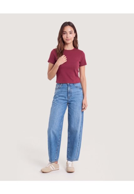 Jean Barrel Denim  Para Mujer Azul Ostu