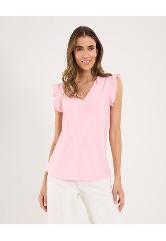 Blusa Para Mujer Manga Corta Color Rosa Marca Ostu #40121103 Ostu