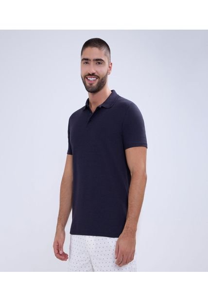 Polo Para Hombre Cuello Tejido Sin Bolsillo Color Azul Marca Ostu #60110580