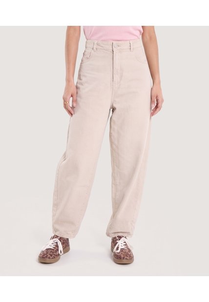 Jean Barrel   Para Mujer Beige Ostu