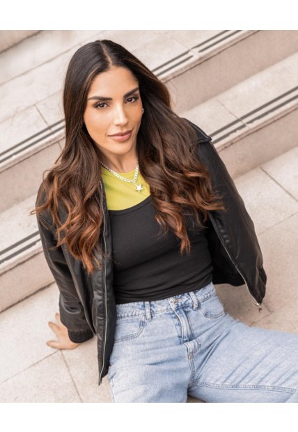 Chaqueta Pu  Para Mujer Negro Ostu