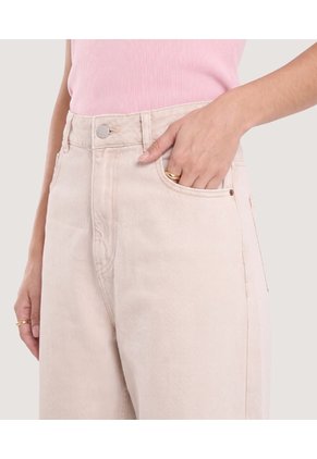 Jean Barrel Para Mujer Beige Ostu