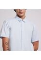 Camisa Para Hombre Manga Corta Sin Bolsillo Color Azul  Marca Ostu #60010545 de Ostu