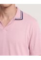 Polo Texturizado Cuello Contraste  Para Hombre Rosa Ostu de Ostu