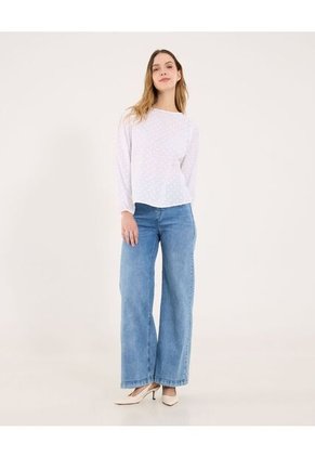 Jean Para Mujer Wide-Leg Color Azul Marca Ostu #40160587