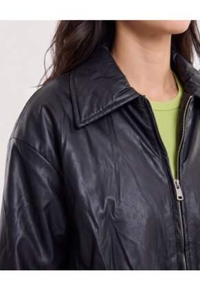 Chaqueta Pu  Para Mujer Negro Ostu