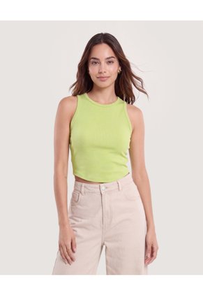 Tank Top Cuello Redondo  Para Mujer Verde Ostu