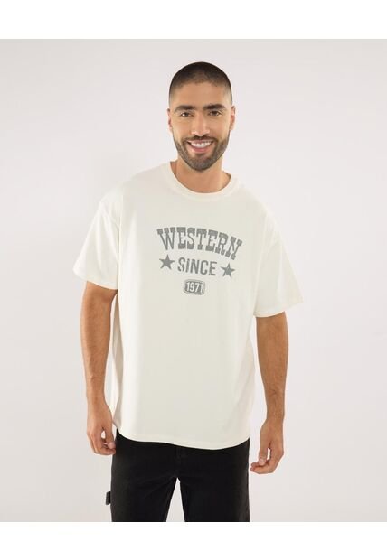 Camiseta Para Hombre Manga Corta Cuello Redondo Color Crema Marca Ostu #60091778