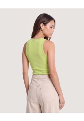 Tank Top Cuello Redondo  Para Mujer Verde Ostu