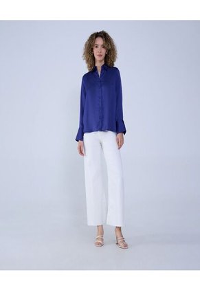 Camisa Para Mujer Manga Larga Color Azul Oscuro Marca Ostu #40010260