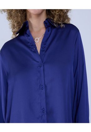 Camisa Para Mujer Manga Larga Color Azul Oscuro Marca Ostu #40010260