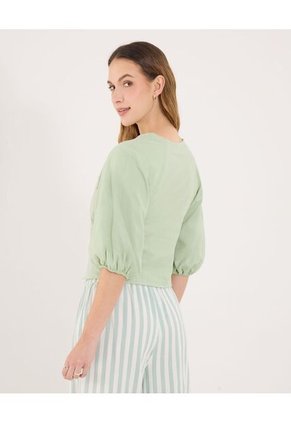 Blusa Para Mujer Manga 3/4 Color Verde Marca Ostu #40121215