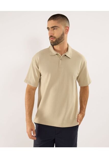 Polo Para Hombre Cuello Maquina Sin Bolsillo Color Beige Marca Ostu #60110817