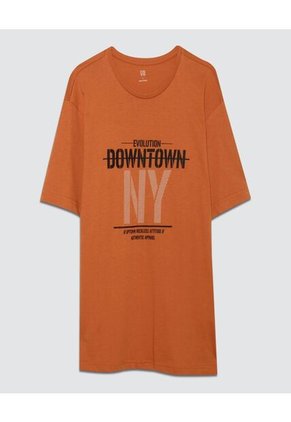 Camiseta Para Hombre Manga Corta Color Café  Marca Ostu #60091049