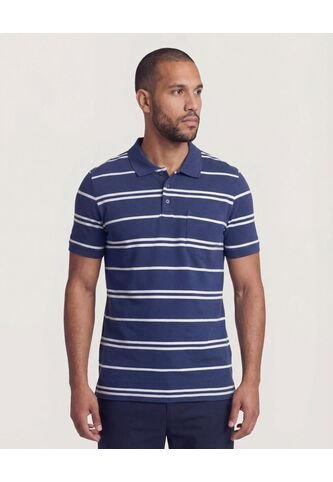 Polo  Para Hombre Cuello Tejido Con Bolsillo Color Azul Marca Ostu #60110867 Ostu