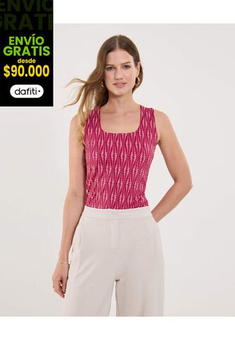 Top Para Mujer Hombro Ancho Color Vino Marca Ostu #40220429 Ostu