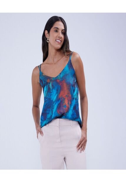Top Para Mujer Cuello V Color Azul  Marca Ostu #40220359