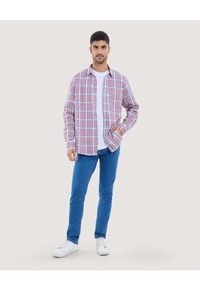 Camisa Para Hombre Manga Larga Con Bolsillo Cuello Casual M Color Blanco Marca Ostu #60010827