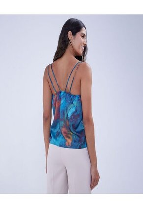 Top Para Mujer Cuello V Color Azul Marca Ostu #40220359