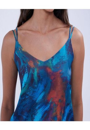 Top Para Mujer Cuello V Color Azul Marca Ostu #40220359