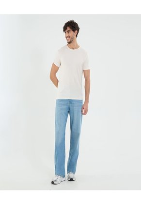 Camiseta Para Hombre Manga Corta Cuello Redondo Color Crema Marca Ostu #60091651