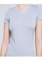 Camiseta Para Mujer Manga Corta Cuello V Color Gris  Marca Ostu #40091888 de Ostu